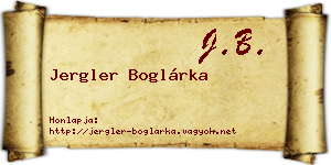 Jergler Boglárka névjegykártya